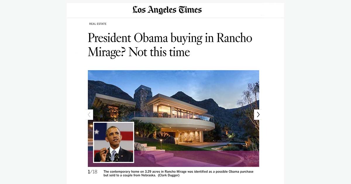 Ira Meltzer mention in LA Times: President Obama buying in Rancho Mirage?
